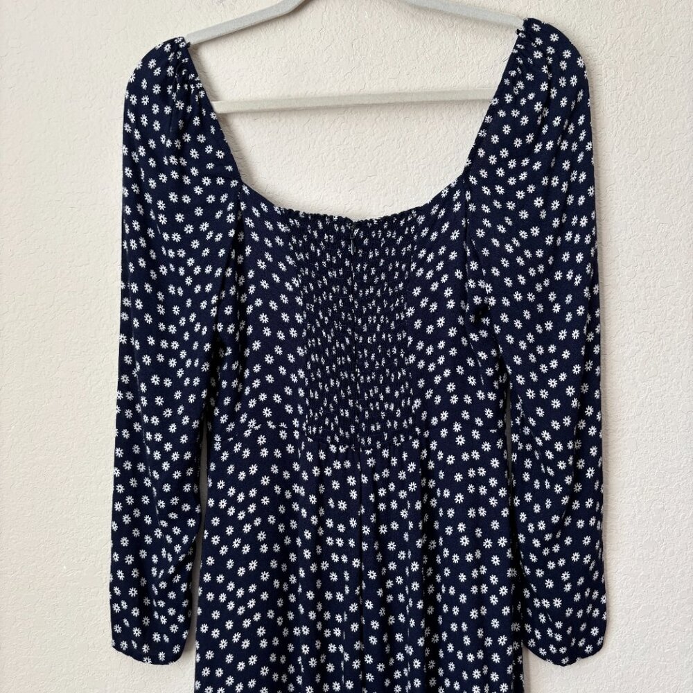 Reformation Peyton Midi Slit Dress in Flores Navy Floral Print - Picture 11 of 13